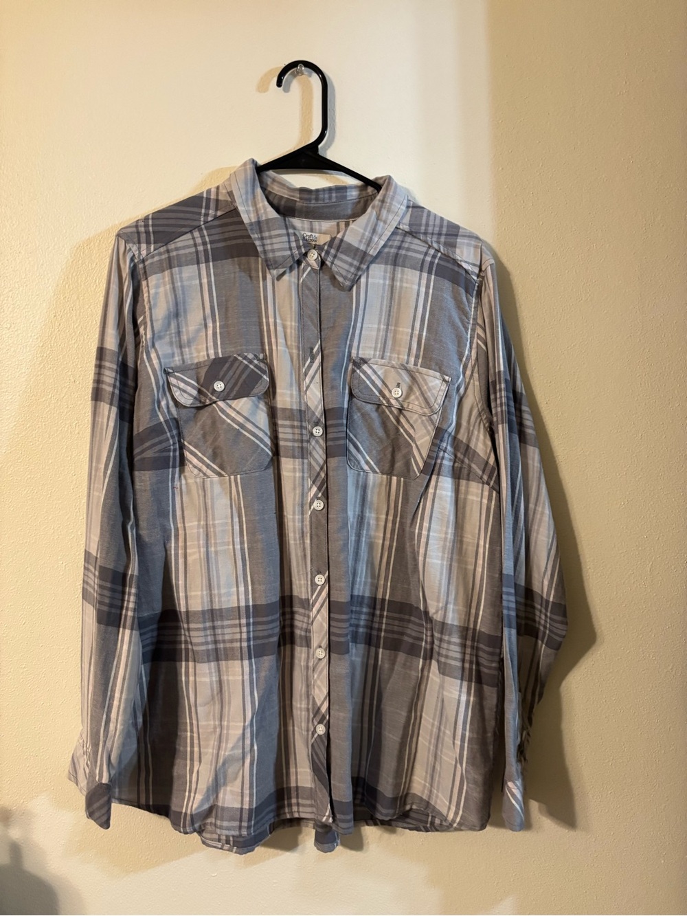 croft & barrow Gray and White/light pink Plaid Button-Down Shirt